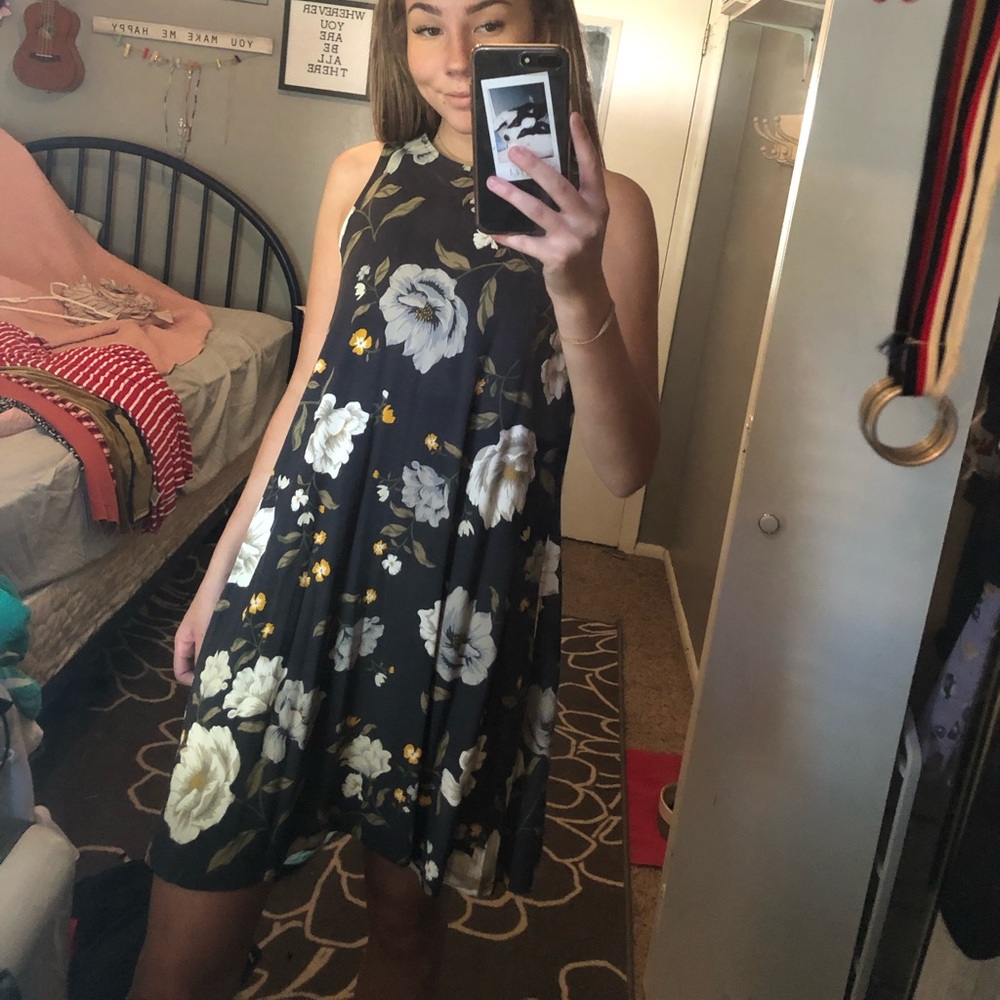 Halter neck floral slip dress